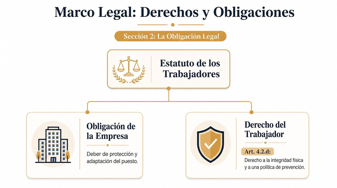 Esquema informativo sobre los derechos y obligaciones laborales según el Estatuto de los Trabajadores en España.
