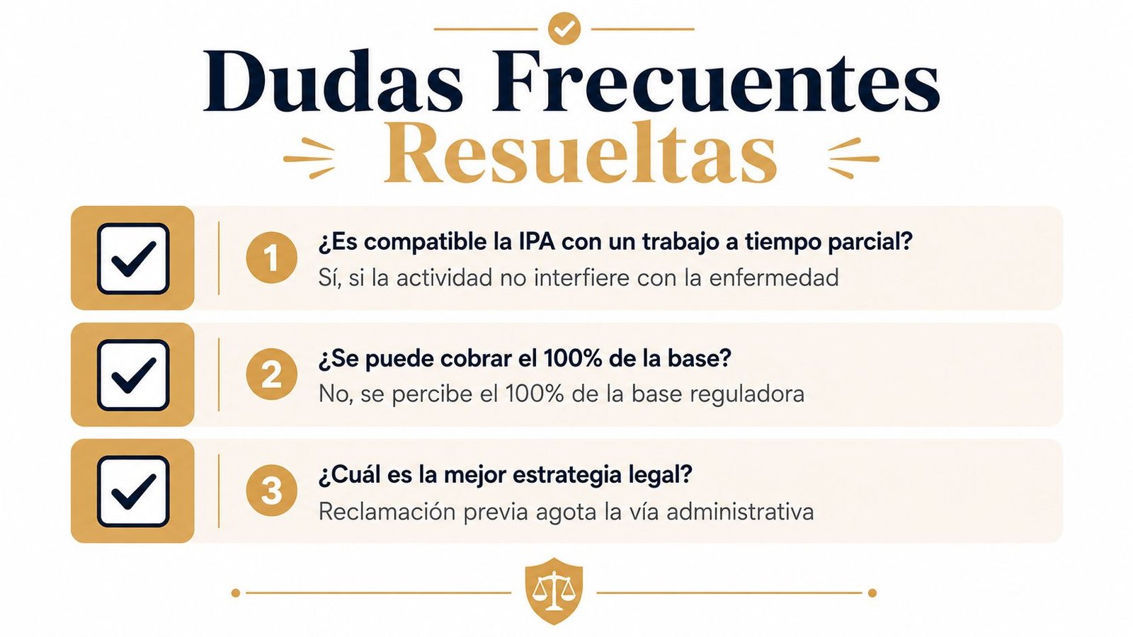 Infografía sobre dudas frecuentes de incapacidad por artritis reumatoide, incluyendo respuestas sobre trabajo parcial y base reguladora.